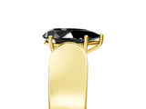 Yellow gold Fancy Black Pear Cut Diamond Channel Set Solitaire Ring with Four-Prong Setting_29