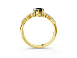 Yellow gold Fancy Black Pear Cut Diamond Cluster Pavé Band with Four-Prong Setting_15