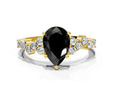 Yellow gold Fancy Black Pear Cut Diamond Cluster Pavé Band with Four-Prong Setting_3