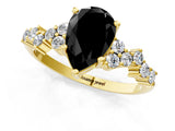 Yellow gold Fancy Black Pear Cut Diamond Cluster Pavé Band with Four-Prong Setting_4