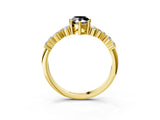 Yellow gold Fancy Black Pear Cut Diamond Cluster Pavé Band with Four-Prong Setting_6