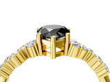 Yellow gold Fancy Black Pear Cut Diamond Cluster Pavé Band with Four-Prong Setting_7