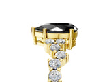 Yellow gold Fancy Black Pear Cut Diamond Cluster Pavé Band with Four-Prong Setting_8
