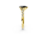 Yellow gold Fancy Black Pear Cut Diamond Cluster Side Stone Solitaire Ring with Prong Setting_26