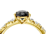 Yellow gold Fancy Black Pear Cut Diamond Cluster Side Stone Solitaire Ring with Prong Setting_28