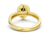 Yellow gold Fancy Black Pear Cut Diamond Double Halo Ring with Split Shank and Four-Prong Setting