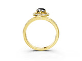 Yellow gold Fancy Black Pear Cut Diamond Double Halo Ring with Split Shank and Four-Prong Setting_3