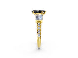 Yellow gold Fancy Black Pear Cut Diamond Engagement Ring with Baguette Side Stones and Channel Set Band_14