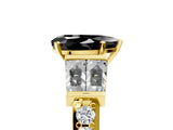 Yellow gold Fancy Black Pear Cut Diamond Engagement Ring with Baguette Side Stones and Channel Set Band_17