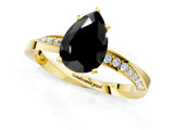 Yellow gold Fancy Black Pear Cut Diamond Engagement Ring with Side Stone Accents and Four-Prong Setting_13