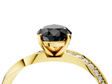 Yellow gold Fancy Black Pear Cut Diamond Engagement Ring with Side Stone Accents and Four-Prong Setting_16