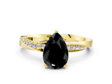 Yellow gold Fancy Black Pear Cut Diamond Engagement Ring with Side Stone Accents and Four-Prong Setting_60