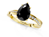 Yellow gold Fancy Black Pear Cut Diamond Engagement Ring with Side Stone Accents and Four-Prong Setting_61