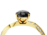 Yellow gold Fancy Black Pear Cut Diamond Engagement Ring with Side Stone Accents and Four-Prong Setting_64