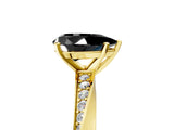 Yellow gold Fancy Black Pear Cut Diamond Engagement Ring with Side Stone Accents and Four-Prong Setting_65