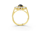 Yellow gold Fancy Black Pear Cut Diamond Floral Double Halo Engagement Ring with Prong Setting_27