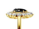 Yellow gold Fancy Black Pear Cut Diamond Floral Double Halo Engagement Ring with Prong Setting_29