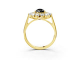 Yellow gold Fancy Black Pear Cut Diamond Floral Double Halo Engagement Ring with Prong Setting_63