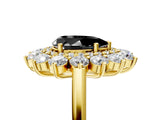 Yellow gold Fancy Black Pear Cut Diamond Floral Double Halo Engagement Ring with Prong Setting_65