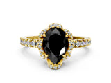 Yellow gold Fancy Black Pear Cut Diamond Halo Pave Band with Four-Prong Setting_3