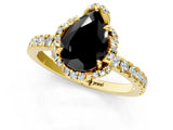 Yellow gold Fancy Black Pear Cut Diamond Halo Pave Band with Four-Prong Setting_4