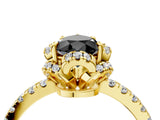 Yellow gold Fancy Black Pear Cut Diamond Halo Pave Band with Four-Prong Setting_7