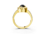 Yellow gold Fancy Black Pear Cut Diamond Halo Ring with Pavé Band and Prong Setting_3