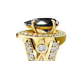 Yellow gold Fancy Black Pear Cut Diamond Halo Ring with Split Shank and Bezel Accents and Four-Prong Setting_5