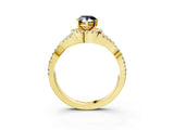 Yellow gold Fancy Black Pear Cut Diamond  Halo Twist Band Solitaire Prong Setting Ring_15