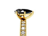 Yellow gold Fancy Black Pear Cut Diamond Milgrain Pavé Engagement Ring with Four-Prong Setting_5