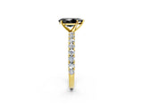 Yellow gold Fancy Black Pear Cut Diamond Pavé Band Solitaire Ring with Prong Setting_14