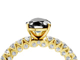 Yellow gold Fancy Black Pear Cut Diamond Pavé Band Solitaire Ring with Prong Setting_16