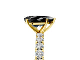 Yellow gold Fancy Black Pear Cut Diamond Pavé Band Solitaire Ring with Prong Setting_17