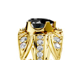 Yellow gold Fancy Black Pear Cut Diamond Pave Art Deco Split Shank Ring with Four-Prong Setting_5