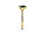 Yellow gold Fancy Black Pear Cut Diamond Pave Band Solitaire Ring with Four-Prong Setting_14