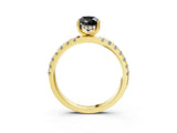 Yellow gold Fancy Black Pear Cut Diamond Pave Band Solitaire Ring with Four-Prong Setting_15