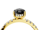 Yellow gold Fancy Black Pear Cut Diamond Pave Band Solitaire Ring with Four-Prong Setting_16