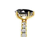 Yellow gold Fancy Black Pear Cut Diamond Pave Band Solitaire Ring with Four-Prong Setting_17