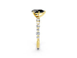 Yellow gold Fancy Black Pear Cut Diamond Prong Set Engagement Ring with Pave Band_2
