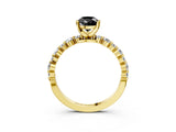 Yellow gold Fancy Black Pear Cut Diamond Prong Set Engagement Ring with Pave Band_3