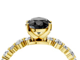 Yellow gold Fancy Black Pear Cut Diamond Prong Set Engagement Ring with Pave Band_4