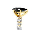 Yellow gold Fancy Black Pear Cut Diamond Prong Set Engagement Ring with Pave Band_5