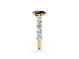 Yellow gold Fancy Black Pear Cut Diamond Prong Setting with Side Stones on a Pave Band_2