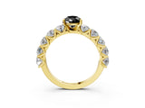 Yellow gold Fancy Black Pear Cut Diamond Prong Setting with Side Stones on a Pave Band_3