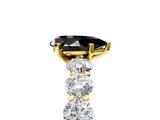 Yellow gold Fancy Black Pear Cut Diamond Prong Setting with Side Stones on a Pave Band_5