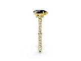 Yellow gold Fancy Black Pear Cut Diamond Ring with Pavé Band and Four-Prong Setting_2