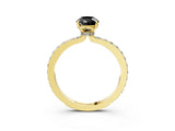 Yellow gold Fancy Black Pear Cut Diamond Ring with Pavé Band and Four-Prong Setting_3