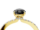 Yellow gold Fancy Black Pear Cut Diamond Ring with Pavé Band and Four-Prong Setting_4