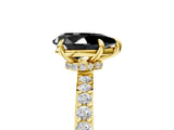 Yellow gold Fancy Black Pear Cut Diamond Ring with Pavé Band and Four-Prong Setting_5