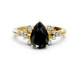 Yellow gold Fancy Black Pear Cut Diamond Ring with Side Stones and Four-Prong Setting_36
